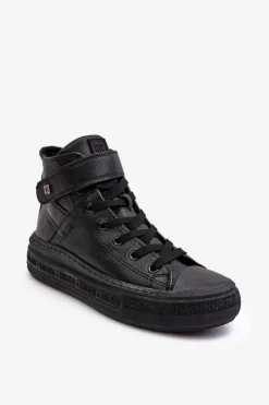 Trampki Damskie Ocieplane Na Platformie Big Star Czarne MM274008