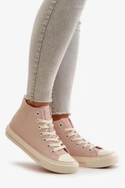 Trampki Damskie Ocieplane Z Eko Skóry Różowe Big Star OO274933