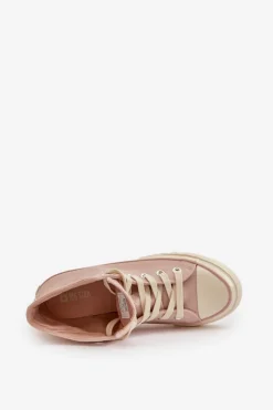 Trampki Damskie Ocieplane Z Eko Skóry Różowe Big Star OO274933