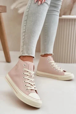 Trampki Damskie Ocieplane Z Eko Skóry Różowe Big Star OO274933