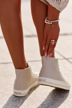 Trampki Damskie Ocieplane Z Eko Skóry Różowe Big Star OO274933