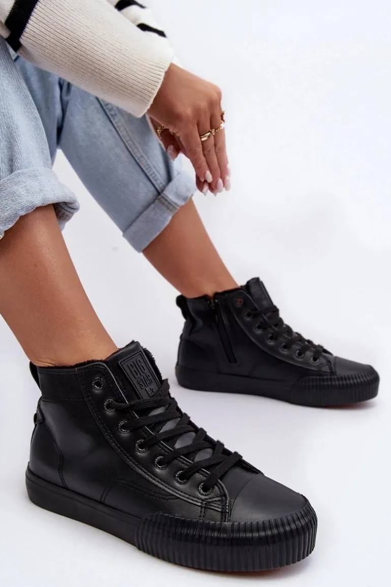 Trampki Damskie Ocieplane Na Suwak Czarne Big Star MM274020