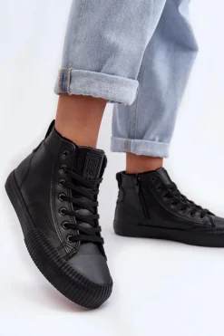 Trampki Damskie Ocieplane Na Suwak Czarne Big Star MM274020
