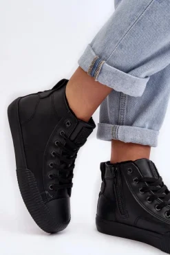 Trampki Damskie Ocieplane Na Suwak Czarne Big Star MM274020