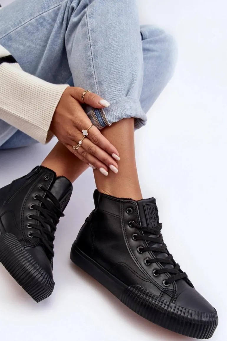 Trampki Damskie Ocieplane Na Suwak Czarne Big Star MM274020