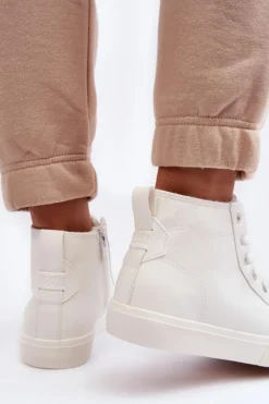 Trampki Damskie Ocieplane Na Suwak Białe Big Star MM274017