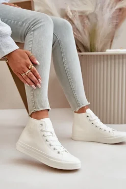 Trampki Damskie Ocieplane Z Eko Skóry Białe Big Star OO274932