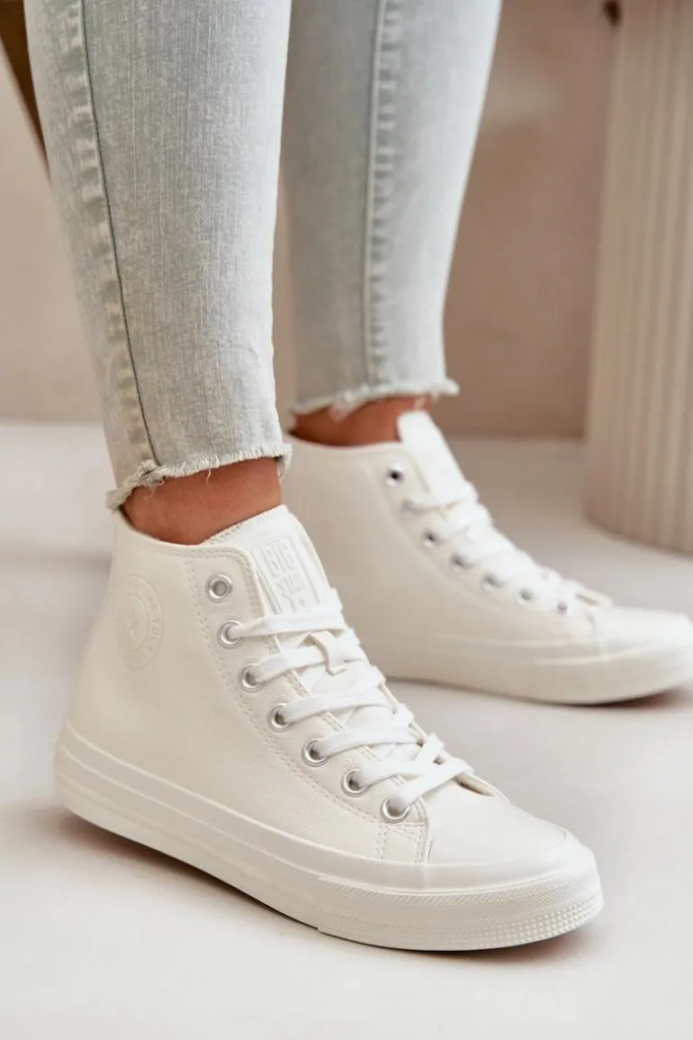 Trampki Damskie Ocieplane Z Eko Skóry Białe Big Star OO274932