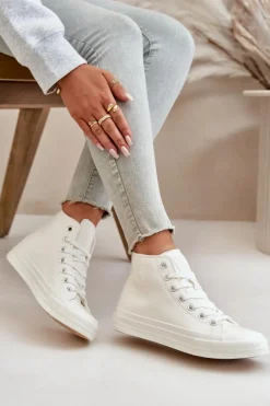 Trampki Damskie Ocieplane Z Eko Skóry Białe Big Star OO274932