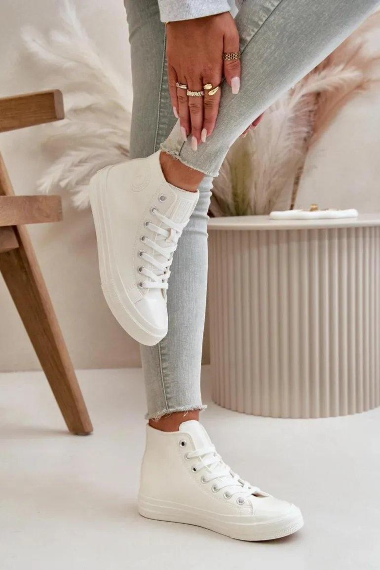 Trampki Damskie Ocieplane Z Eko Skóry Białe Big Star OO274932