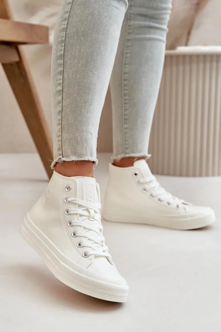 Trampki Damskie Ocieplane Z Eko Skóry Białe Big Star OO274932