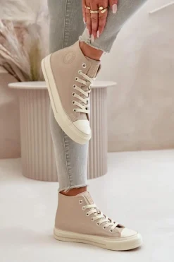 Trampki Damskie Ocieplane Z Eko Skóry Beżowe Big Star OO274934