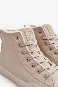 Trampki Damskie Ocieplane Na Suwak Jasnobeżowe Big Star MM274018