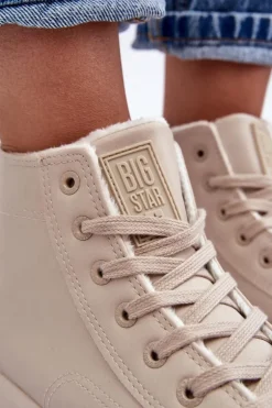 Trampki Damskie Ocieplane Na Suwak Jasnobeżowe Big Star MM274018