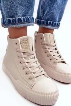 Trampki Damskie Ocieplane Na Suwak Jasnobeżowe Big Star MM274018