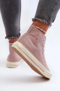 Trampki Damskie Wysokie Big Star NN274277 Różowe