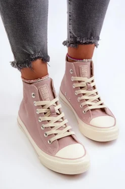 Trampki Damskie Wysokie Big Star NN274277 Różowe