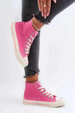 Trampki Damskie Wysokie Big Star NN274282 Różowe