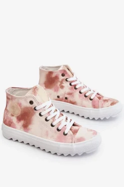 Trampki Damskie Wysokie Big Star LL274048 Beżowo-Różowe