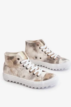 Trampki Damskie Wysokie Big Star LL274047 Biało-Zielone