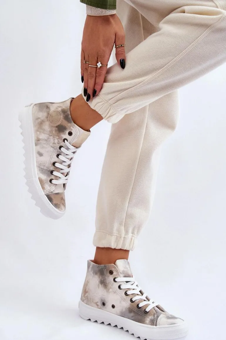 Trampki Damskie Wysokie Big Star LL274047 Biało-Zielone