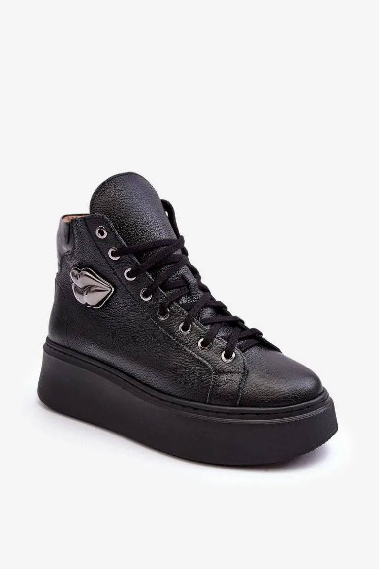 Trampki Damskie Wysokie Na Suwak Lemar Czarne Katerin