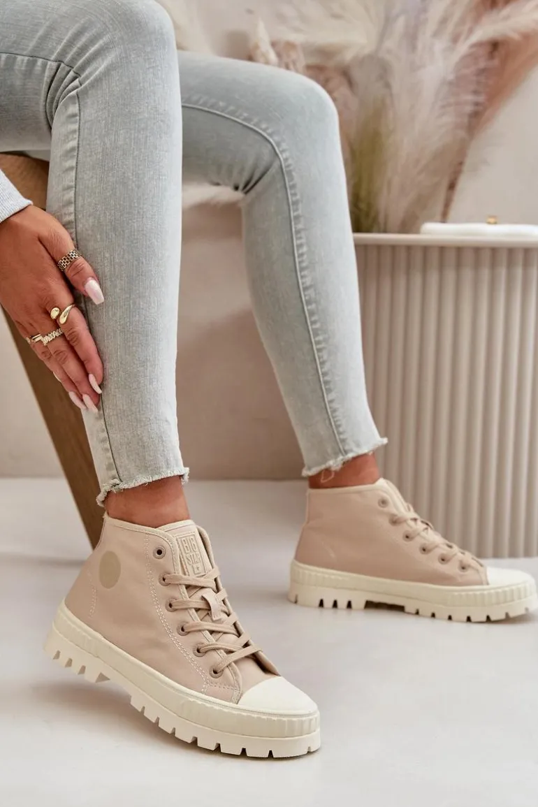 Trampki Damskie Z Cholewką Za Kostkę Big Star OO274006 Beżowe