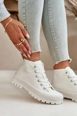 Trampki Damskie Z Cholewką Za Kostkę Big Star OO274009 Białe