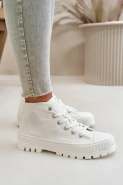 Trampki Damskie Z Cholewką Za Kostkę Big Star OO274009 Białe