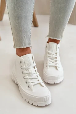 Trampki Damskie Z Cholewką Za Kostkę Big Star OO274009 Białe