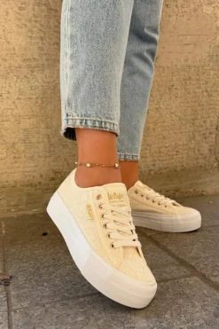 Trampki Damskie Z Koronką Lee Cooper LCW-25-31-3440L Beżowe