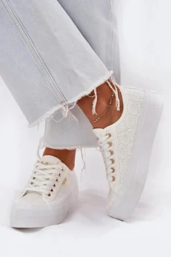 Trampki Damskie Z Koronką Lee Cooper LCW-25-31-3438L Białe