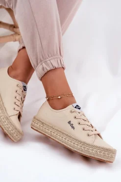 Trampki Damskie Z Plecionką Lee Cooper LCW-25-44-3215 Beżowe