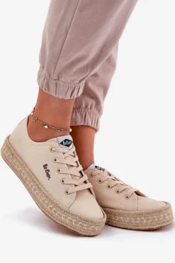 Trampki Damskie Z Plecionką Lee Cooper LCW-25-44-3215 Beżowe