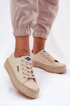 Trampki Damskie Z Plecionką Lee Cooper LCW-25-44-3215 Beżowe