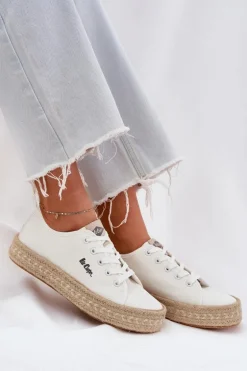 Trampki Damskie Z Plecionką Lee Cooper LCW-25-44-3217 Białe