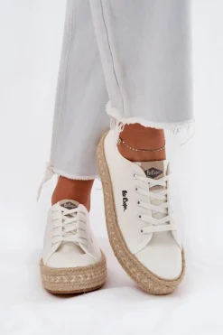 Trampki Damskie Z Plecionką Lee Cooper LCW-25-44-3217 Białe