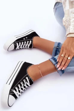 Trampki Klasyczne Niskie Na Platformie Czarne Jazlyn