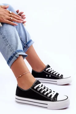 Trampki Klasyczne Niskie Na Platformie Czarne Jazlyn