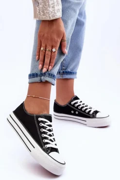 Trampki Klasyczne Niskie Na Platformie Czarne Jazlyn