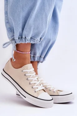 Trampki Klasyczne Niskie Damskie Jasnobeżowe Vegas