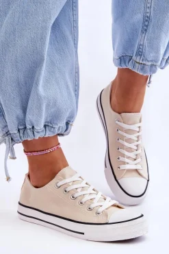 Trampki Klasyczne Niskie Damskie Jasnobeżowe Vegas