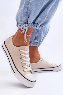 Trampki Klasyczne Niskie Damskie Jasnobeżowe Vegas