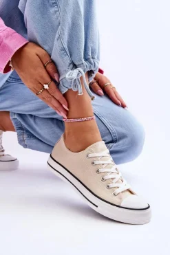 Trampki Klasyczne Niskie Damskie Jasnobeżowe Vegas