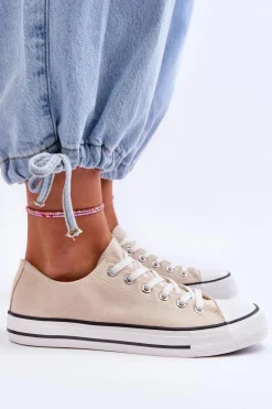Trampki Klasyczne Niskie Damskie Jasnobeżowe Vegas