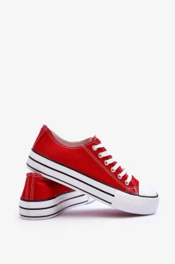 Trampki Klasyczne Niskie Na Platformie Czerwone Jazlyn