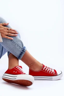 Trampki Klasyczne Niskie Na Platformie Czerwone Jazlyn