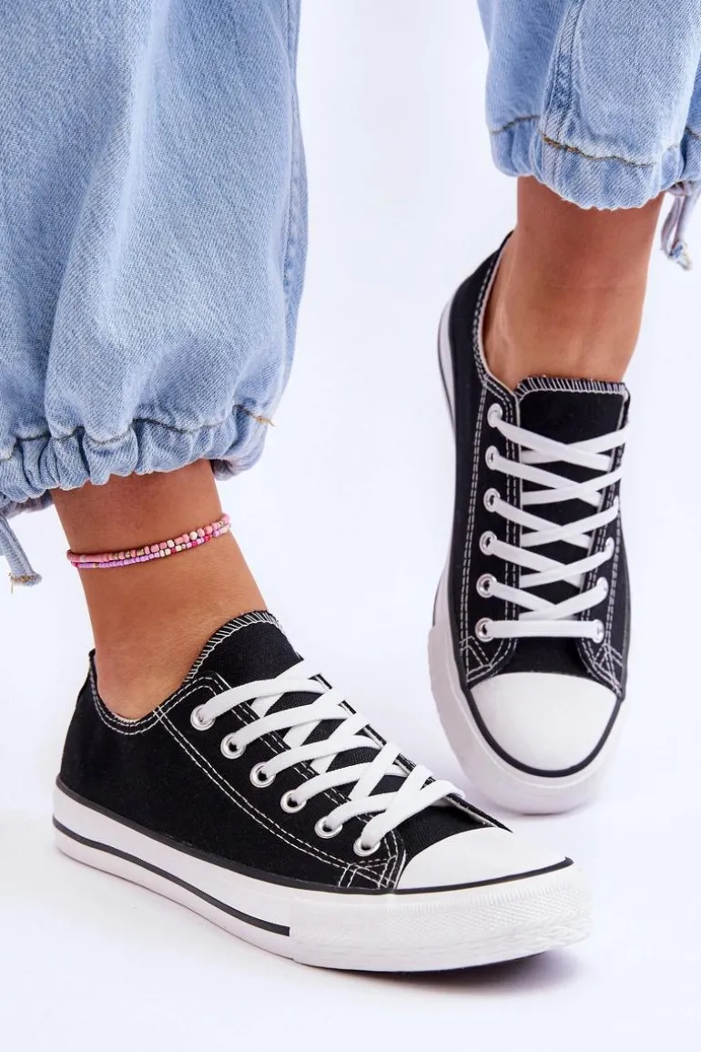 Trampki Klasyczne Niskie Damskie Czarne Vegas