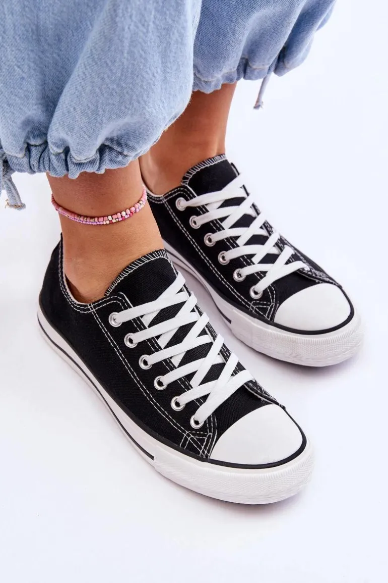 Trampki Klasyczne Niskie Damskie Czarne Vegas