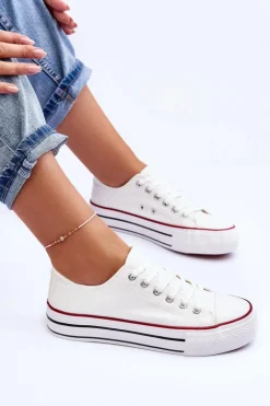 Trampki Klasyczne Niskie Na Platformie Białe Jazlyn